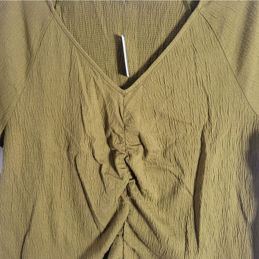 Madewell Knit Lightspun Olive Ruched-Front Crop Top Size L - Picture 4 of 9